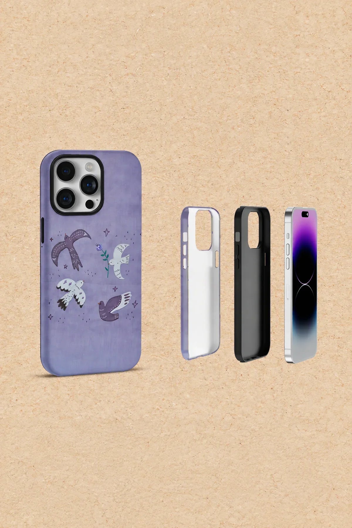 Bird Song Purple Plastic Phone Case