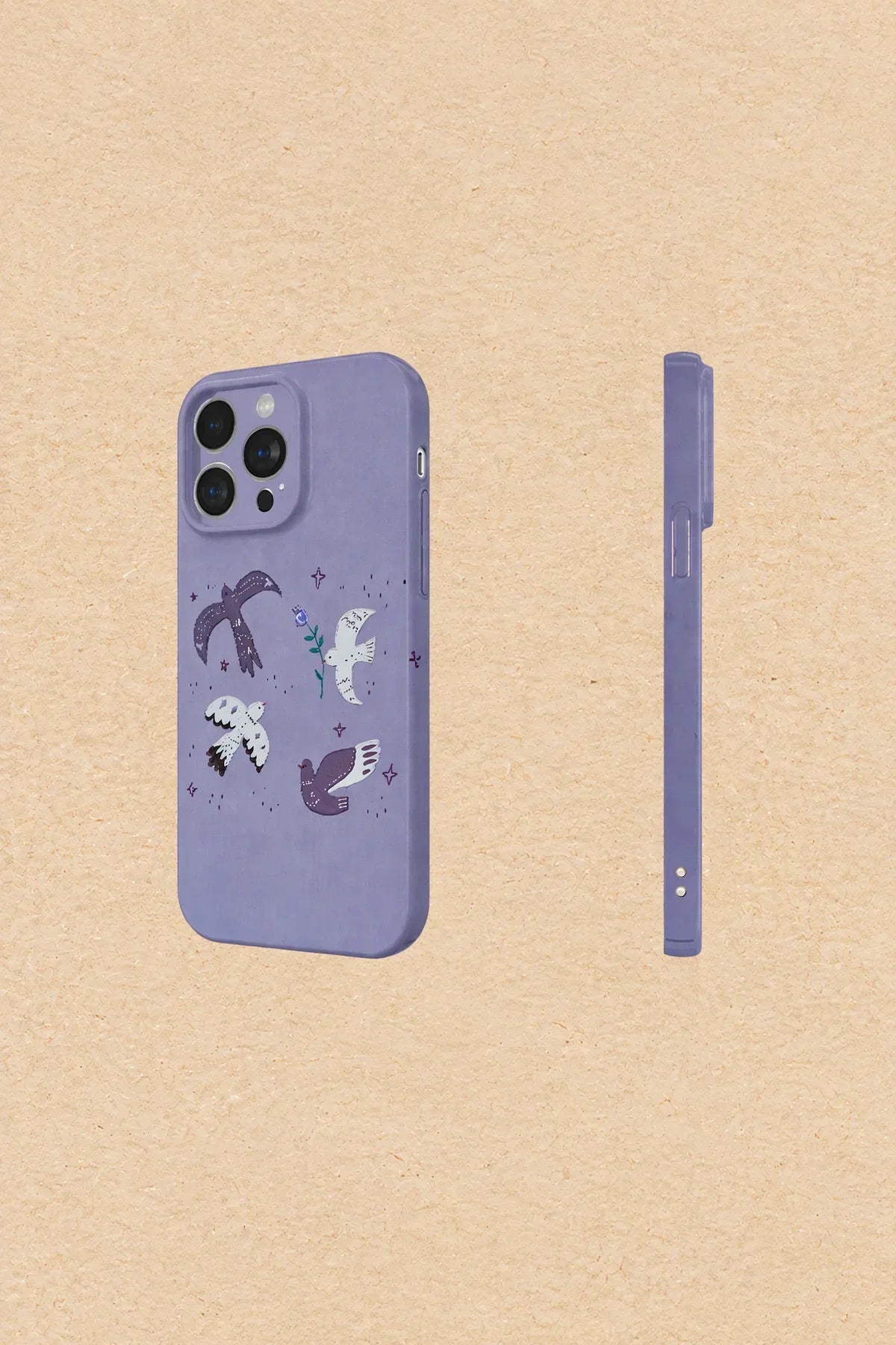 Bird Song Purple Plastic Phone Case