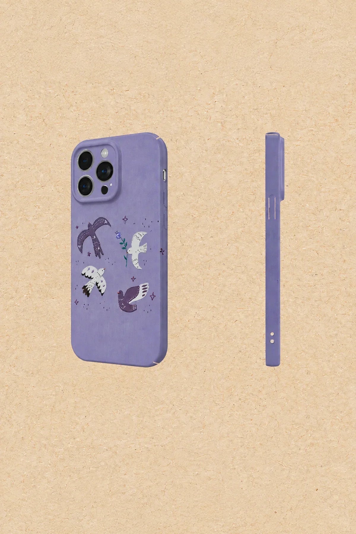 Bird Song Purple Plastic Phone Case