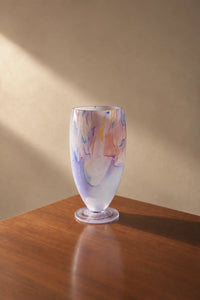 Painted Haze Pastel Glass-Look Flower Vase by TRLab Shop, featuring an abstract pattern and footed shape in soft pastel colors.