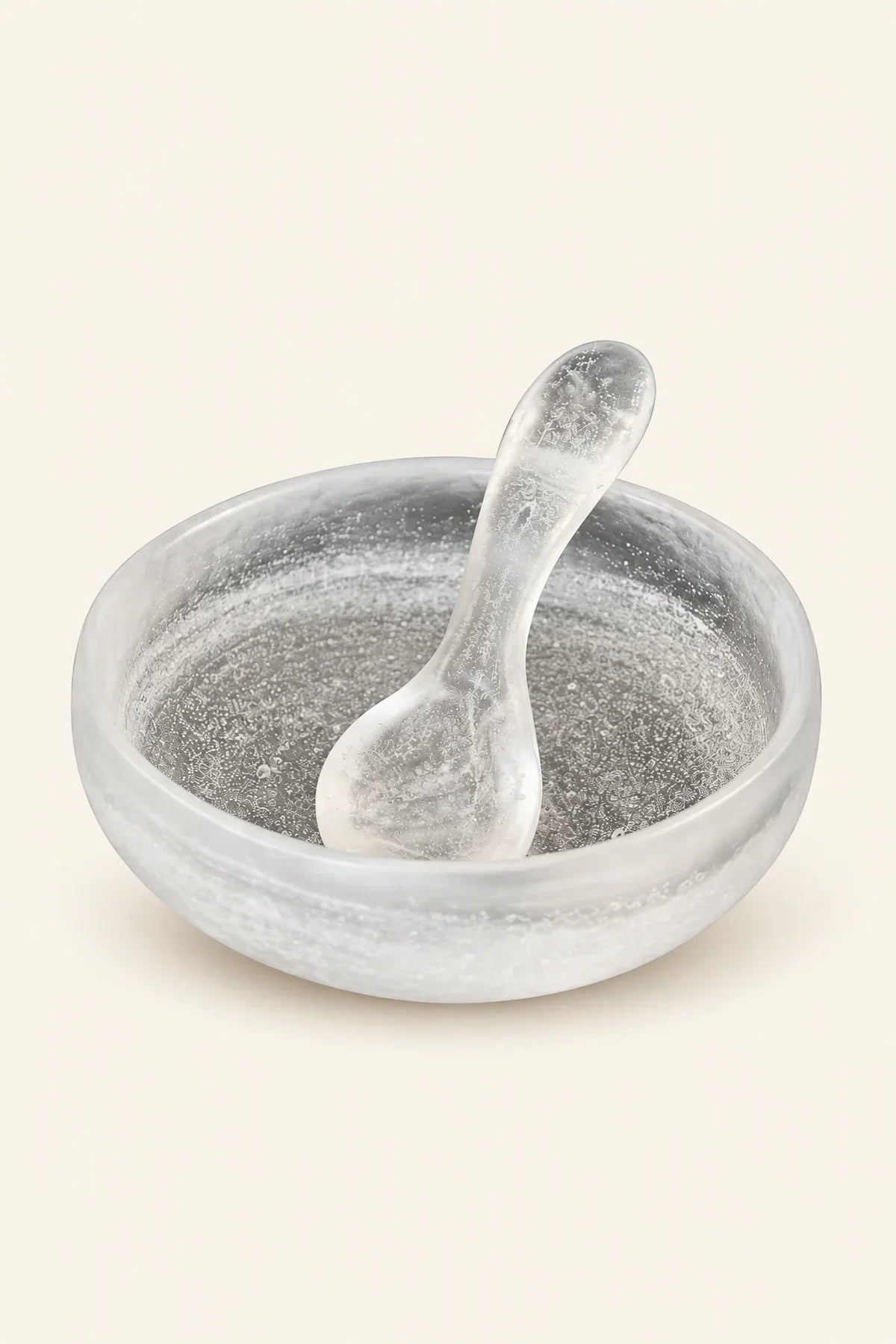 Snowfall Frosted Clear Glass Dessert Bowl Set