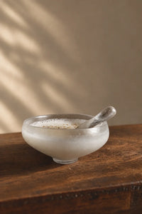 Snowfall Frosted Clear Glass Dessert Bowl Set