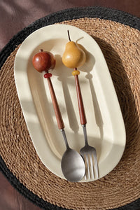 Sweet Orchard Wood & Stainless Steel Dessert Cutlery