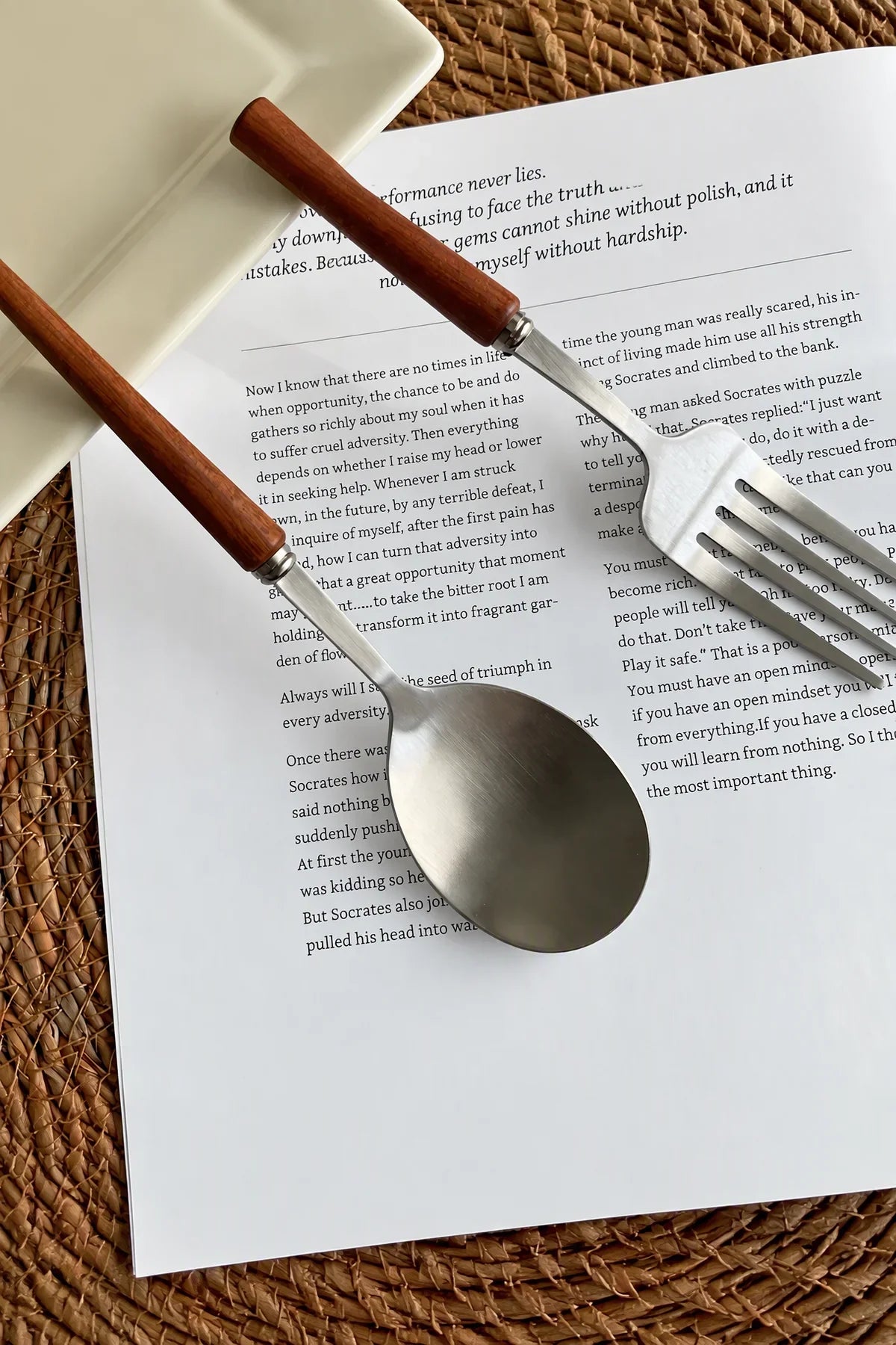 Sweet Orchard Wood & Stainless Steel Dessert Cutlery