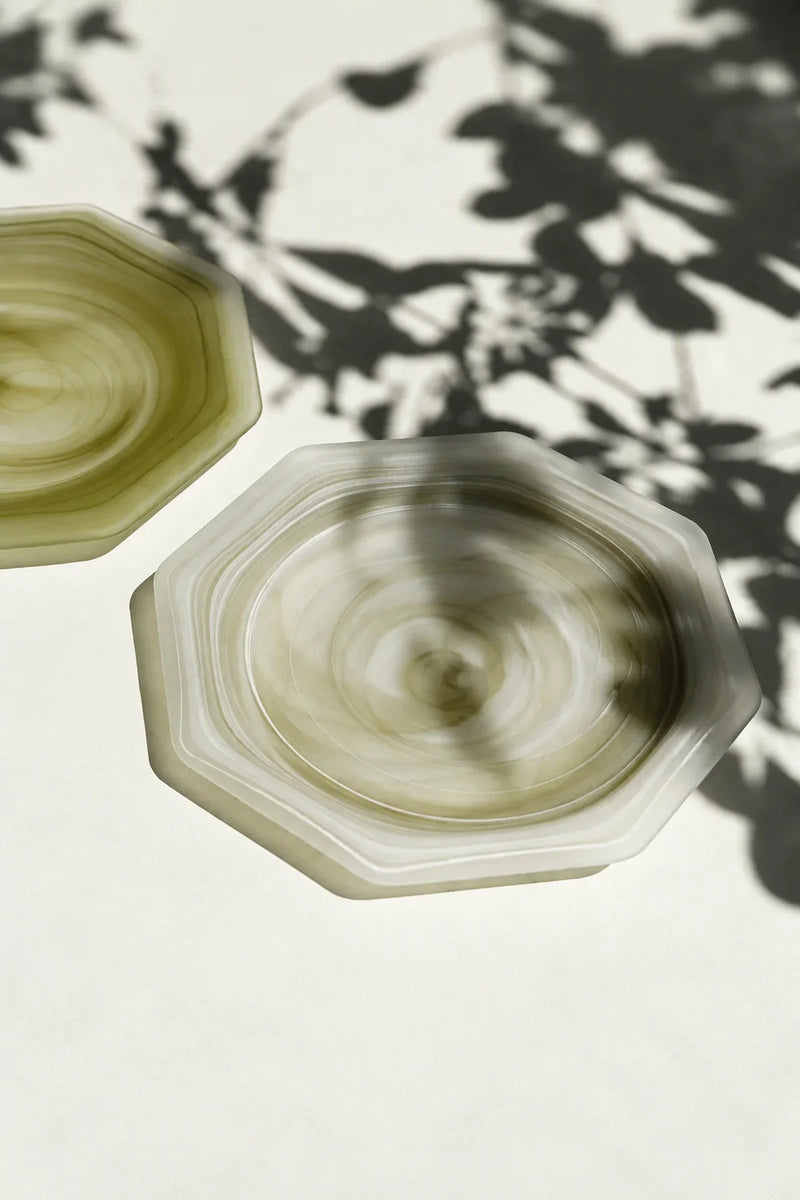 Meadow Orbit Sage Glass Serving Plate
