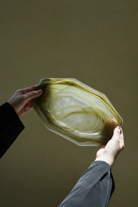 Meadow Orbit Sage Glass Serving Plate
