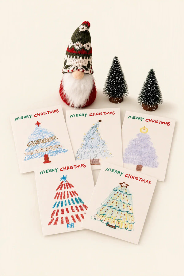 Winter Sketch Cream Paper Greeting Card (7 pieces）