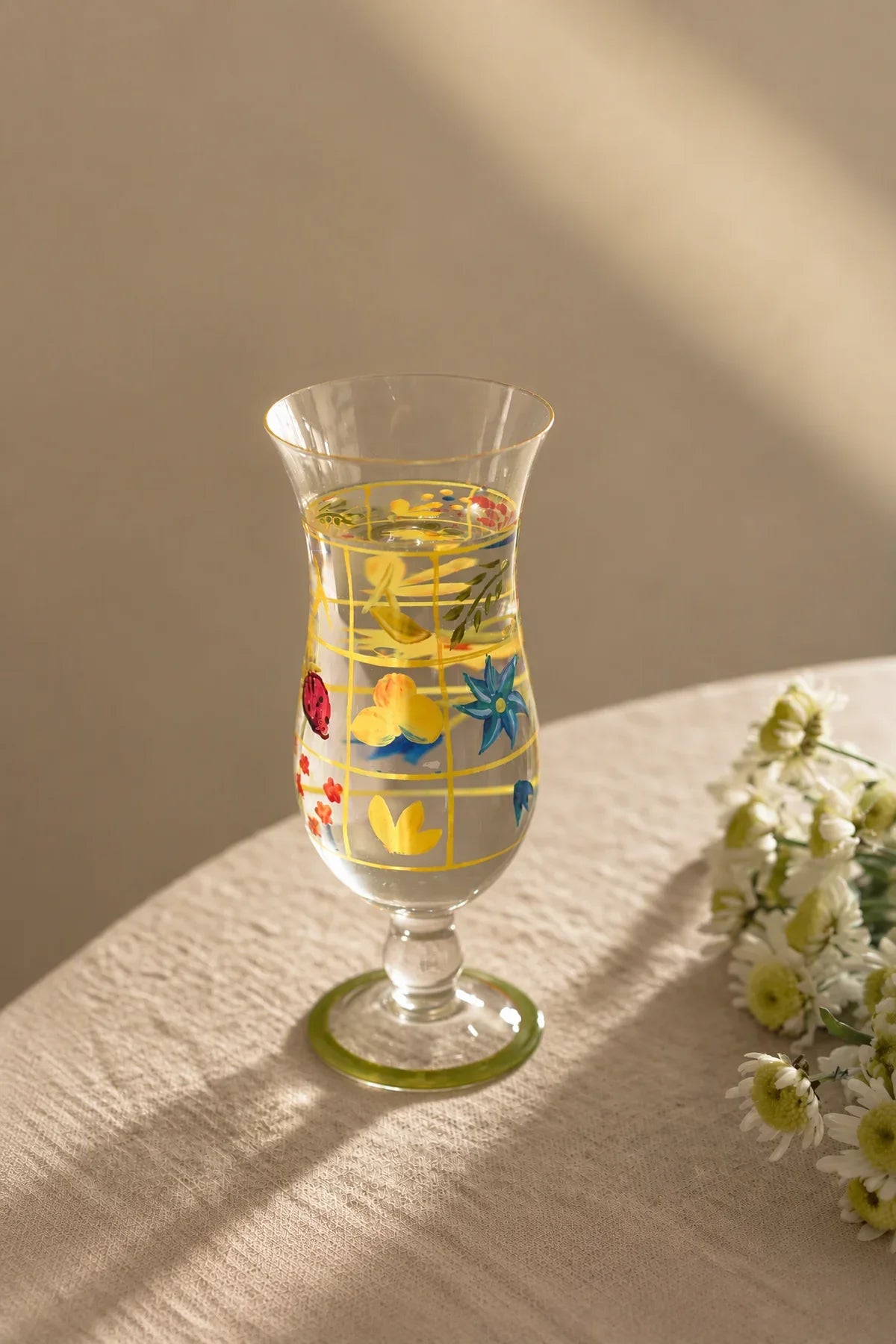 Sun Grid Clear Glass-Look Flower Vase