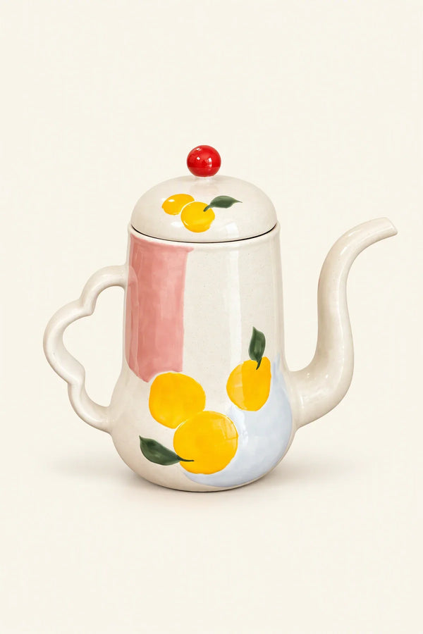 Orchard Morning Cream Ceramic Teapot
