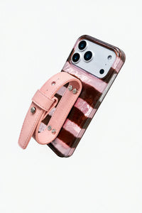 Strawberry Mousse Pink and Brown TPU Phone Case with Strap