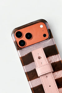 Strawberry Mousse Pink and Brown TPU Phone Case with Strap