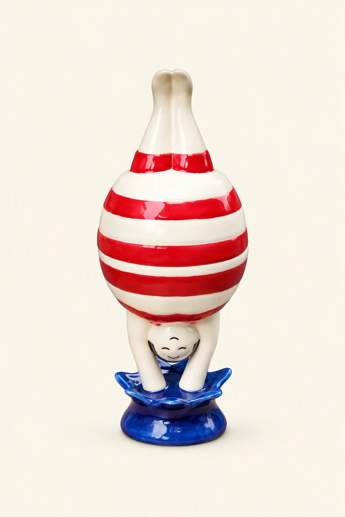 High Dive Red-Striped Ceramic Storage Jar