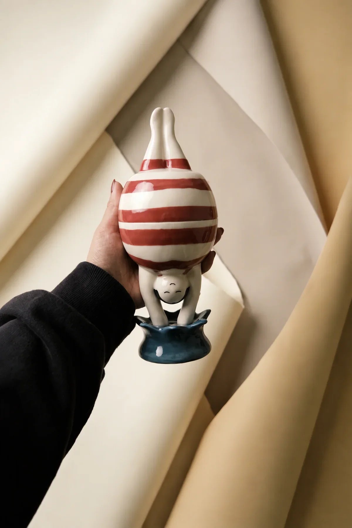 High Dive Red-Striped Ceramic Storage Jar