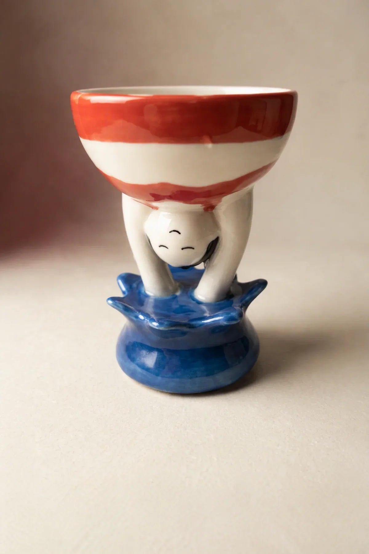 High Dive Red-Striped Ceramic Storage Jar