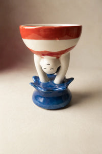 High Dive Red-Striped Ceramic Storage Jar