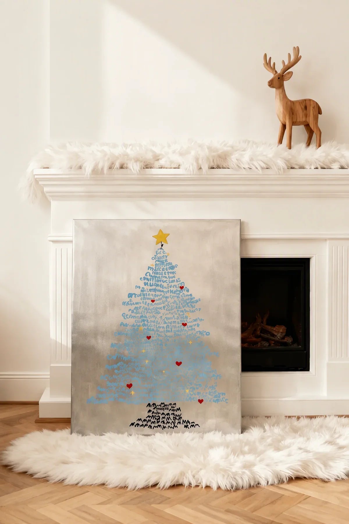 Written Wishes Silver Fir Starburst Canvas Wall Art