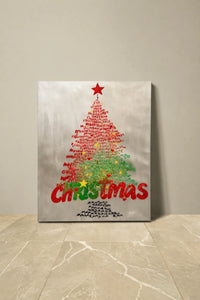 Written Wishes Red Christmas Tree Canvas Wall Art