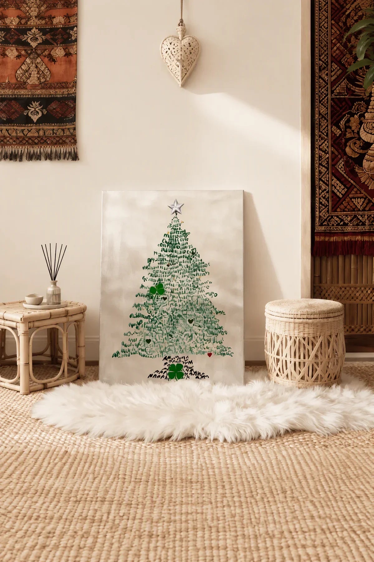 Written Wishes Green Cedar Christmas Tree Canvas Wall Art