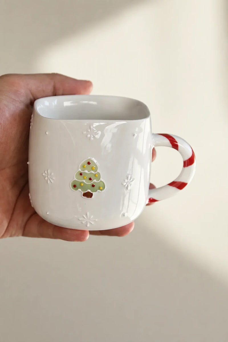 Candy Cane Lane Ivory Ceramic Mug