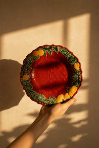 Winter Grove Crimson & Ivory Ceramic Bowl