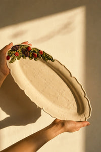 Winter Grove Crimson & Ivory Ceramic Bowl