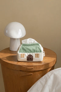 Smoke Signal Cream Canvas Tissue Box Cover