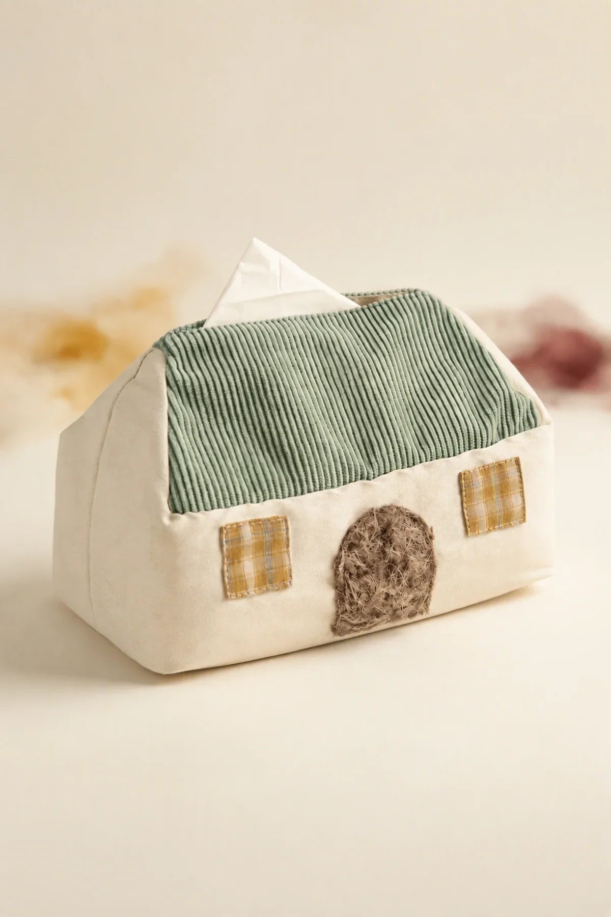Smoke Signal Cream Canvas Tissue Box Cover