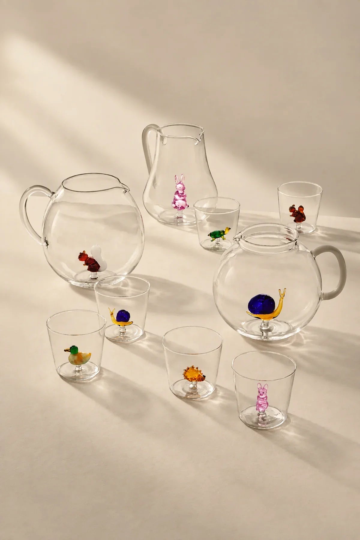 Animal Farm Clear Glass Drinkware Set