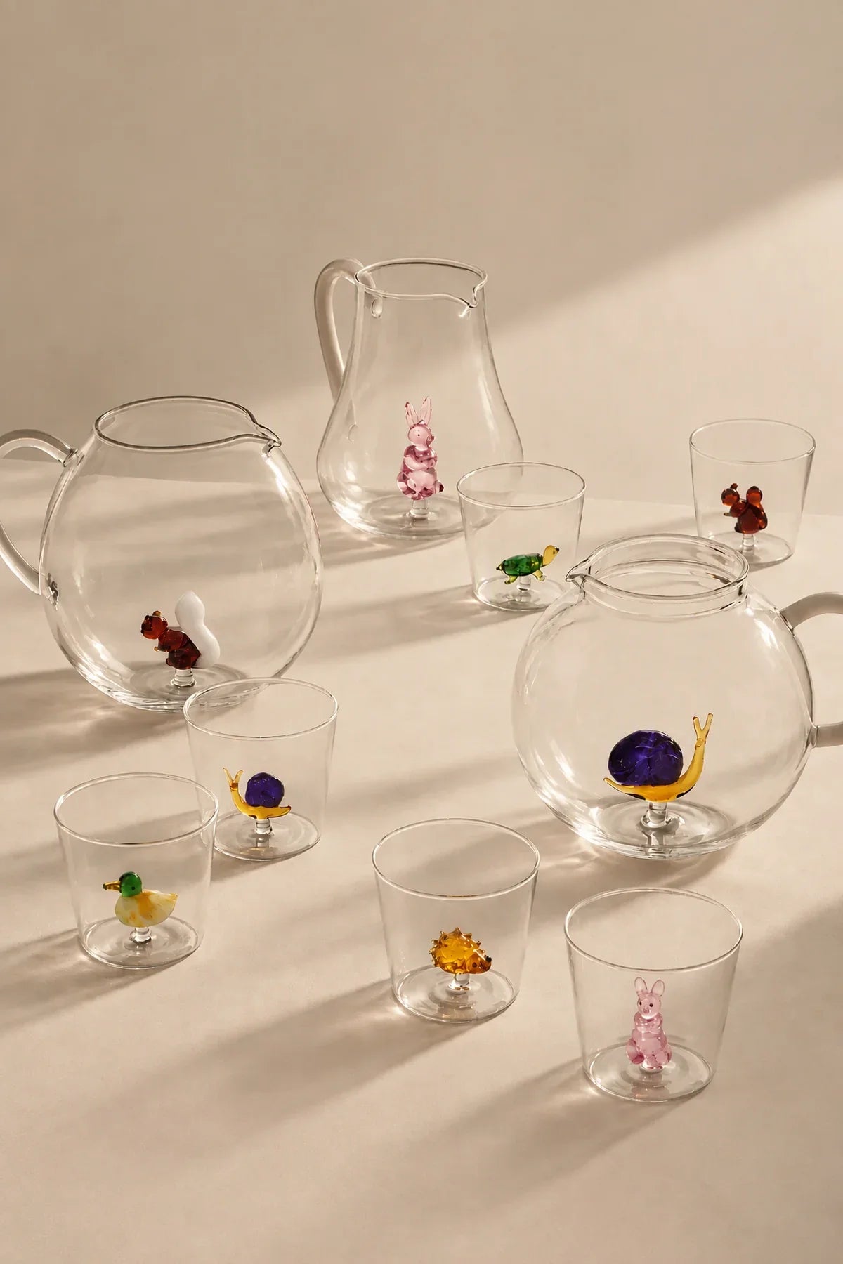 Animal Farm Clear Glass Drinkware Set