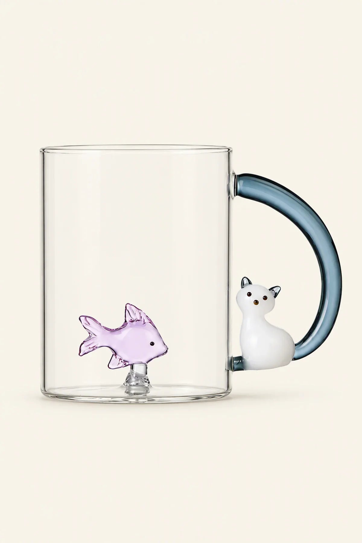 Curious Cat Clear Borosilicate Glass Mug