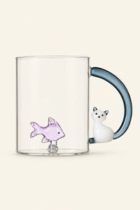 Curious Cat Clear Borosilicate Glass Mug