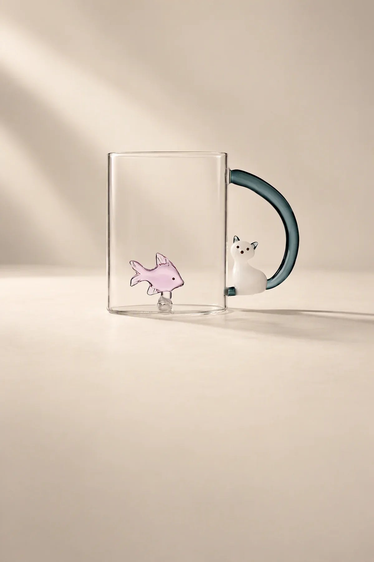 Curious Cat Clear Borosilicate Glass Mug