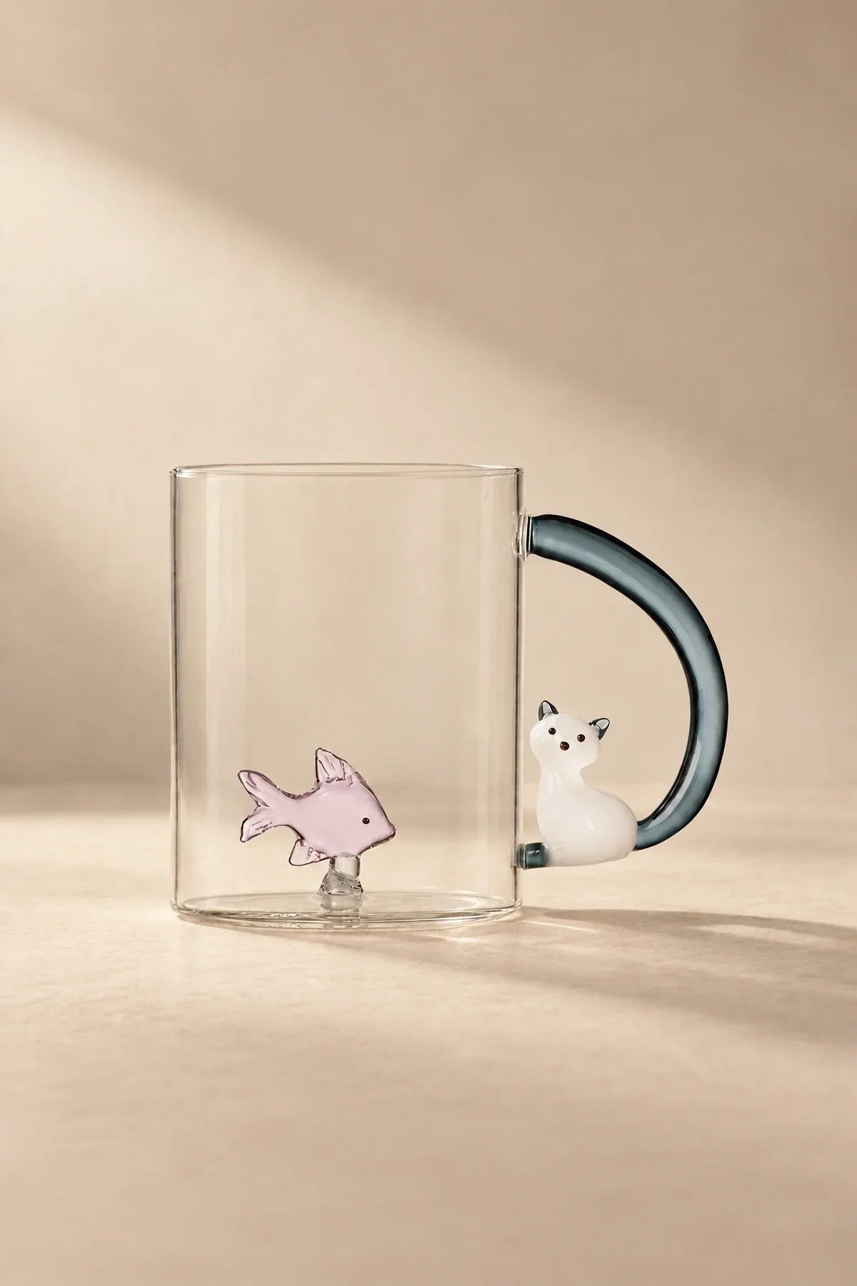 Curious Cat Clear Borosilicate Glass Mug