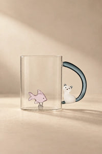 Curious Cat Clear Borosilicate Glass Mug