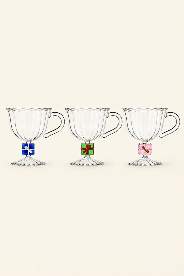 Christmas Tales Clear Glass Footed Cup