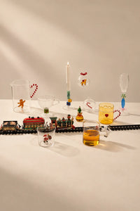 Christmas Tales Clear Glass Footed Cup