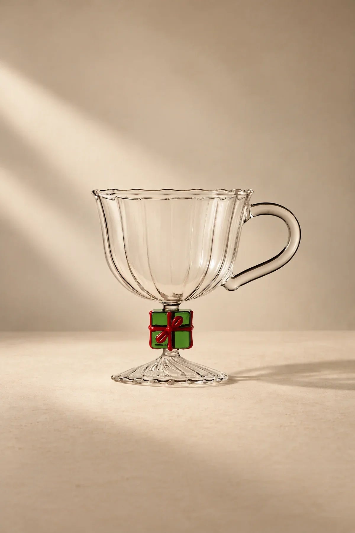 Christmas Tales Clear Glass Footed Cup