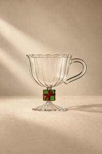 Christmas Tales Clear Glass Footed Cup