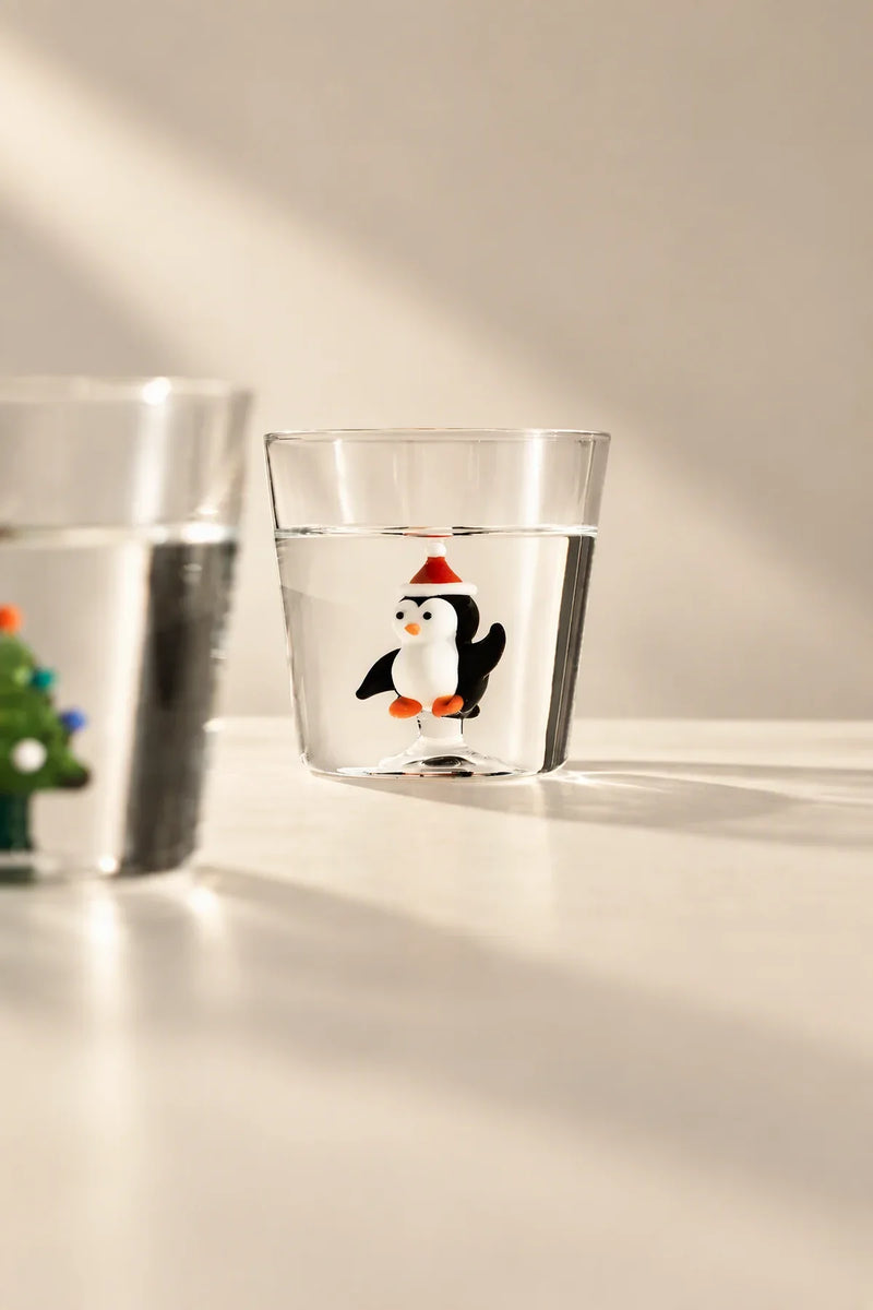 Winter Fable Clear Glass Drinking Cup