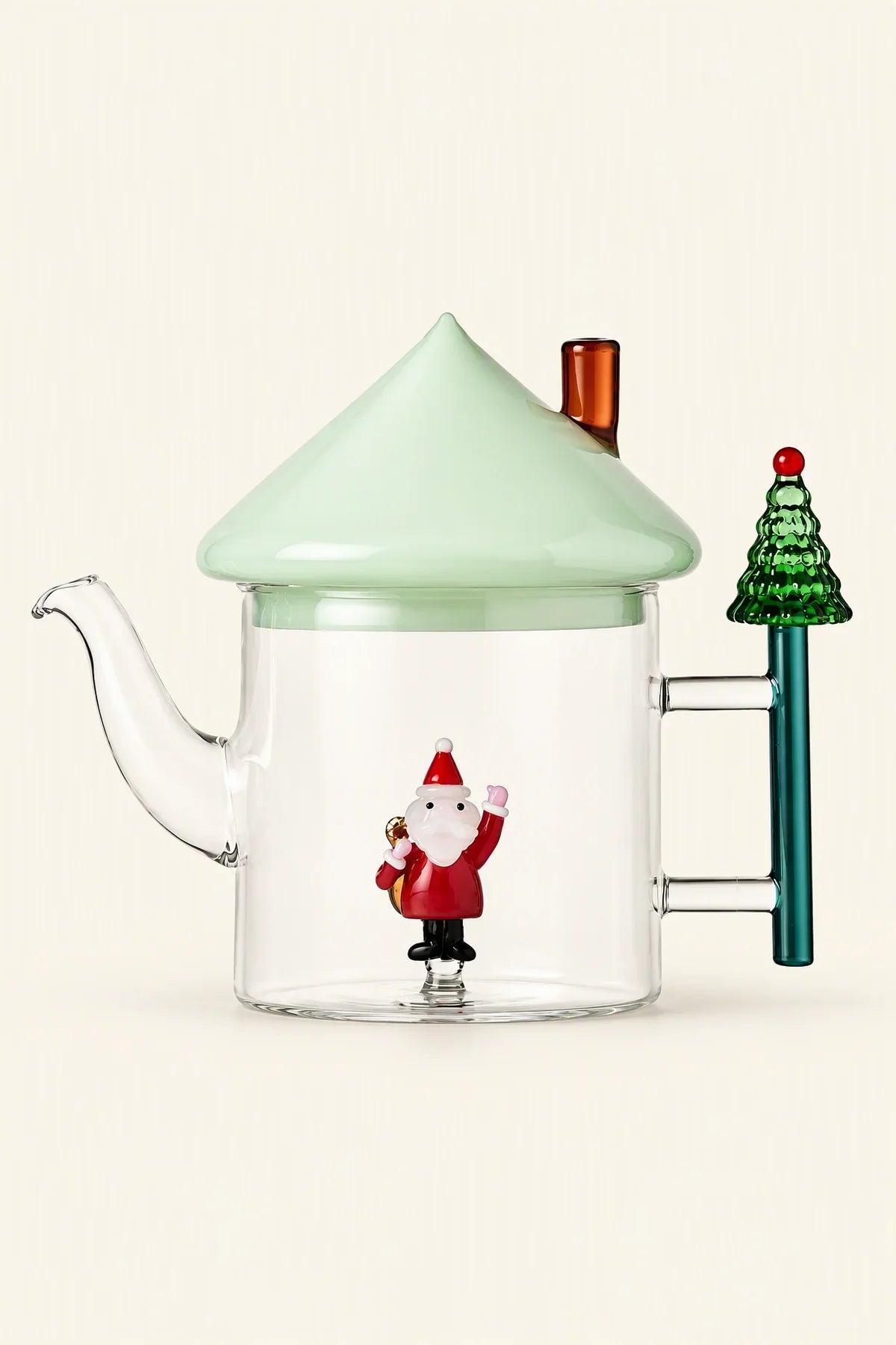 Winter Cottage Multi-Color Glass Teapot