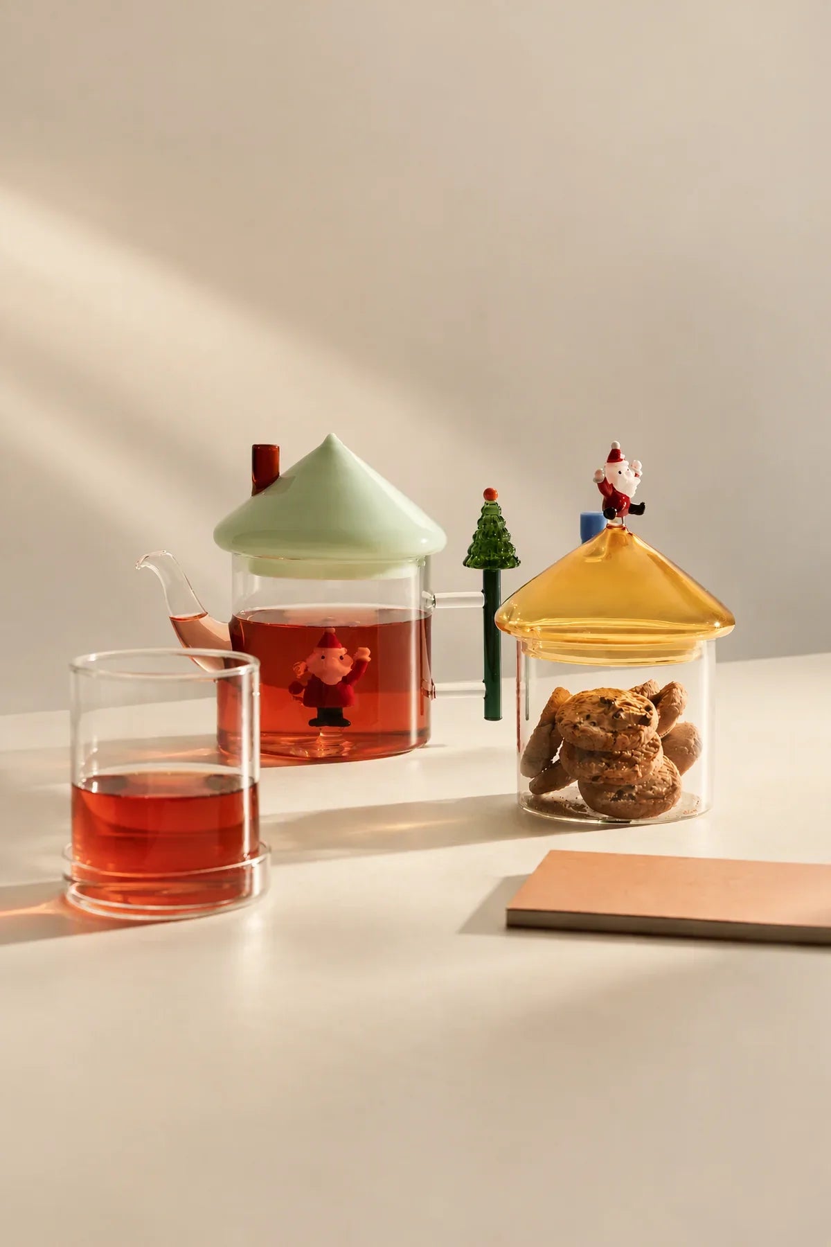 Winter Cottage Multi-Color Glass Teapot
