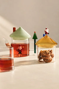Winter Cottage Multi-Color Glass Teapot