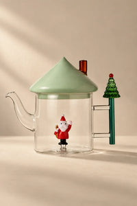 Winter Cottage Multi-Color Glass Teapot