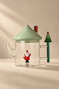 Winter Cottage Multi-Color Glass Teapot