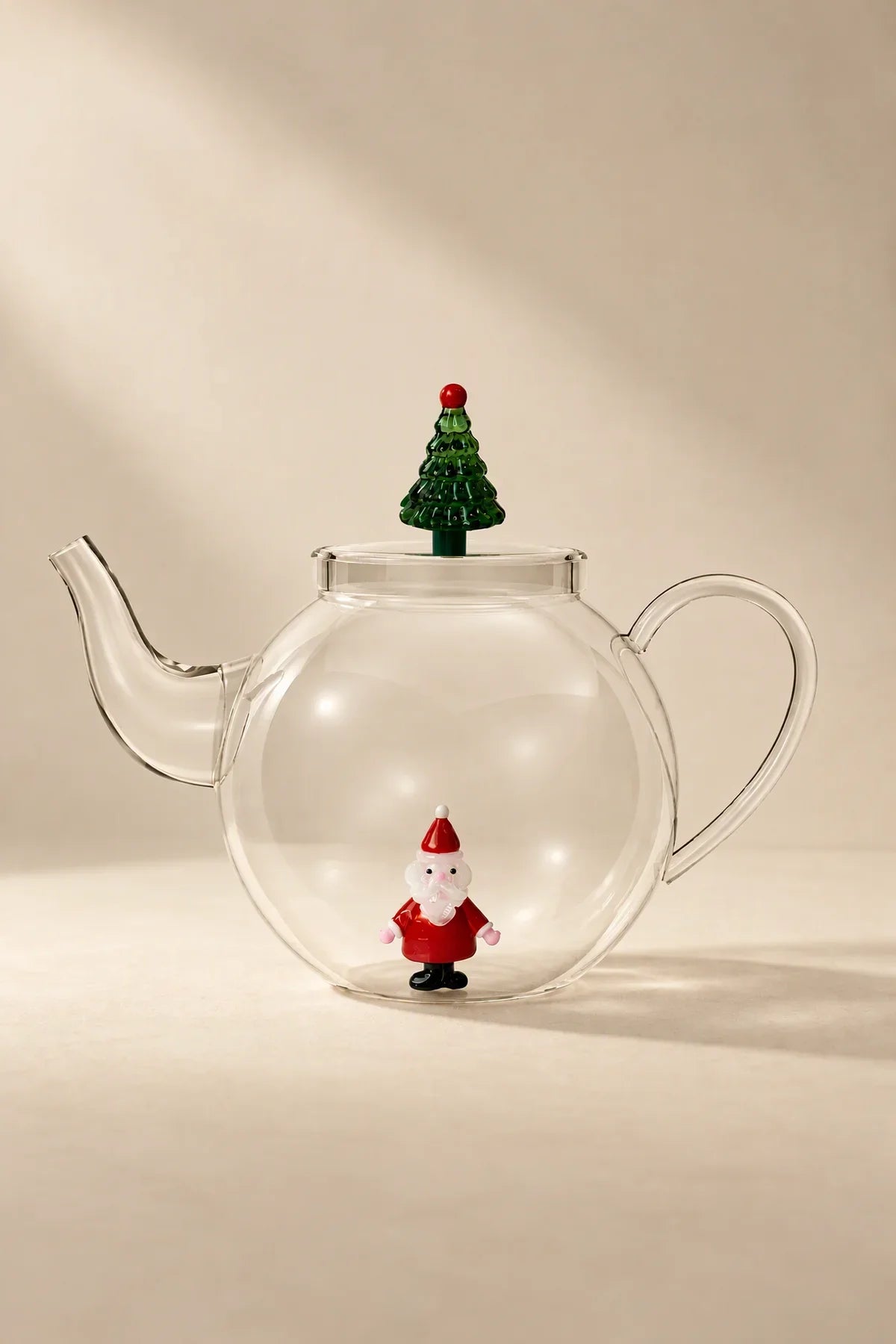 Winter Cottage Multi-Color Glass Teapot