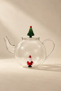 Winter Cottage Multi-Color Glass Teapot