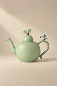 Winter Cottage Multi-Color Glass Teapot