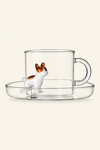 Loyal Watch Clear Glass Cup and Saucer Set