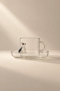 Loyal Watch Clear Glass Cup and Saucer Set