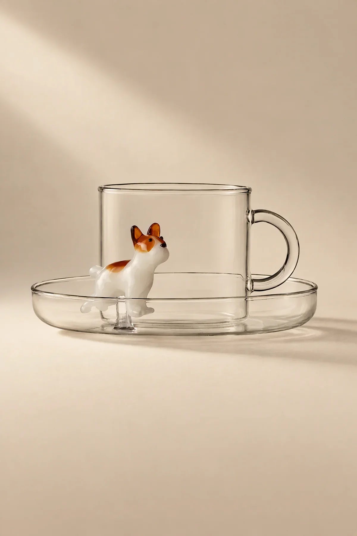 Loyal Watch Clear Glass Cup and Saucer Set